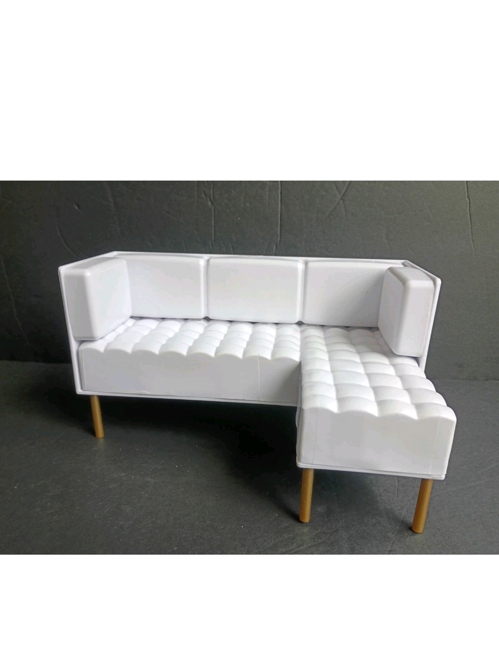 Rainbow High Dollhouse White & Gold L Shaped Couch Sofa Fits Barbie 1:6 Scale